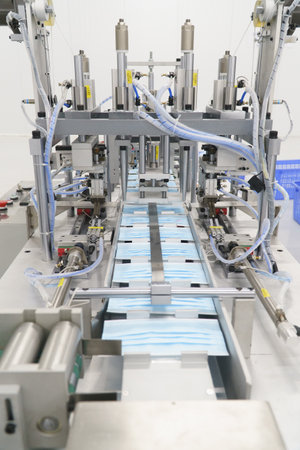 First French factory in the Ile de France region approved to manufacture surgical and FFP2 masks. The CEO, Hsueh Sheng Wang, is the head of the EURASIA group.のeditorial素材