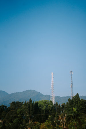 Clear morning view of a landscape with bright clouds, showcasing the majestic scenery under a vibrant sky. Perfect for themes of nature, travel, and scenic beauty.の写真素材