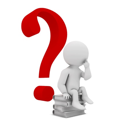 red question with humanの写真素材