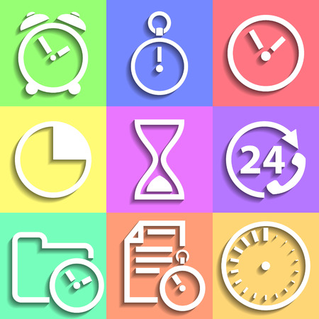 Set of flat Time iconsの写真素材