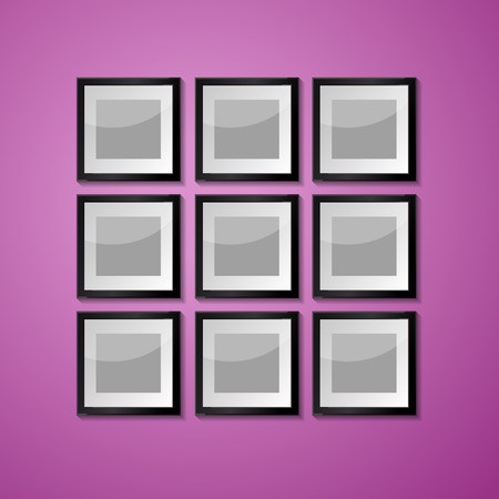 Colorful Wall with empty Picture Frame. Vector illustrationの写真素材
