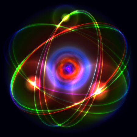 Atom. Abstract Colorful Science background. 