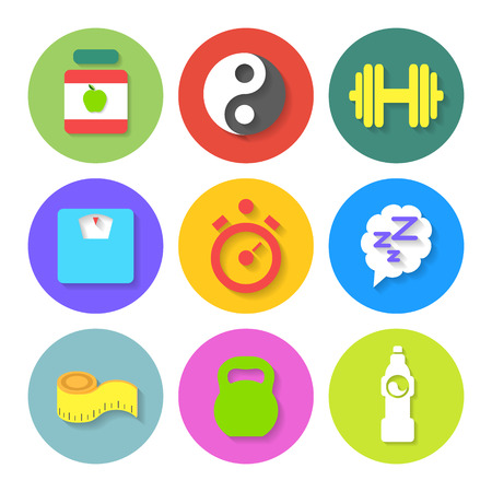 Set of Flat Fitness Iconsのイラスト素材