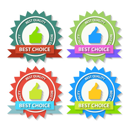 Set of Flat Best Choice Labels with ribbon illustrationのイラスト素材