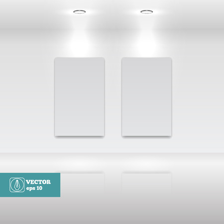 Empty White frames in art gallery. のイラスト素材
