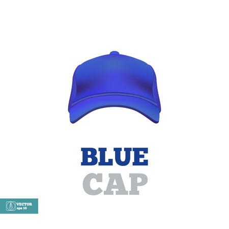 Blue baseball cap template. Front view.のイラスト素材