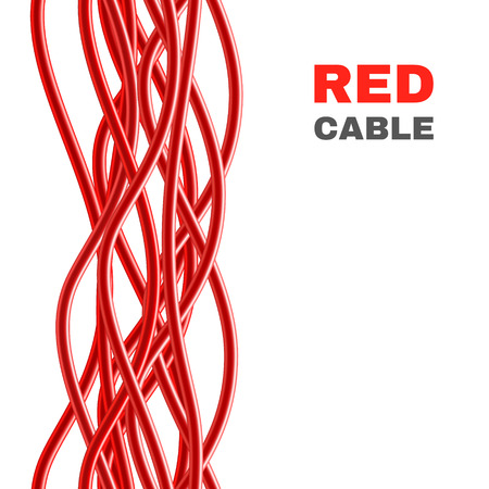 Red Cables on white. Seamless Background. Vector illustrationのイラスト素材