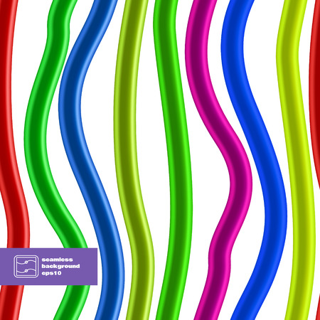 Colorful Cables on white. Seamless Background. Vector illustrationのイラスト素材