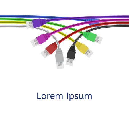 Colorful USB Plugs isolated on white. Vector illustrationのイラスト素材