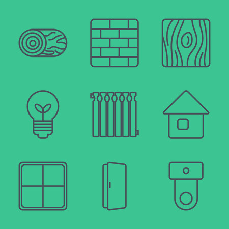 House Thin Line Icons set. Vector illustrationのイラスト素材