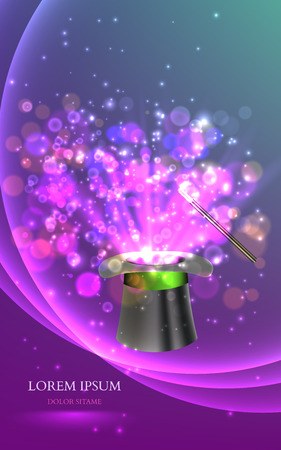 Magician Top hat with fireworks. vector illustrationのイラスト素材