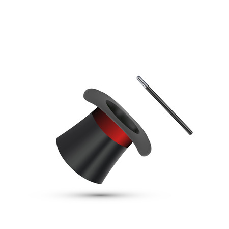 Magician Top Hat with stick. Vector illustrationのイラスト素材