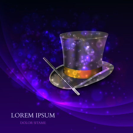 Magician Top Hat with magic particles. Vector illustrationのイラスト素材