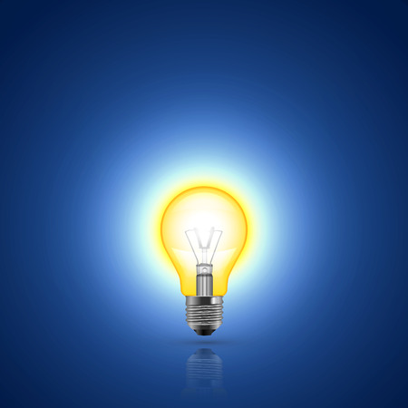 Light bulb on blue background. Vector illustrationのイラスト素材