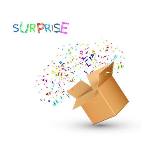 Open Box With fireworks from confetti. Vector illustrationのイラスト素材
