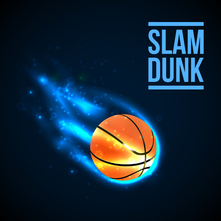 Basketball on fire with particles. Vector illustrationのイラスト素材