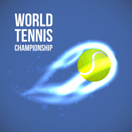 Tennis Ball on fire with particles. Vector illustrationのイラスト素材