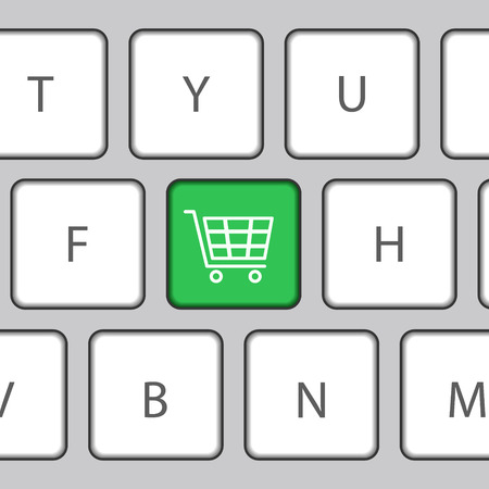 Grey keyboard with Shopping cart. Vector Illustrationのイラスト素材