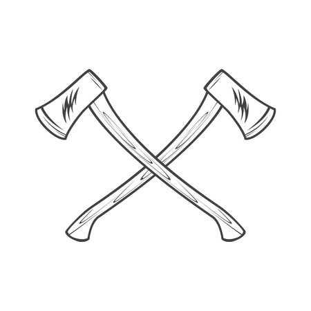 Two axes with wooden handles vector illustrationのイラスト素材