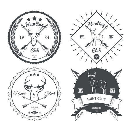 Set of vintage deer icons, emblems and labels. Vector Illustrationのイラスト素材