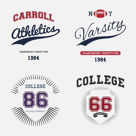 Varsity College Print Colltection T-shirt Vector Illustrationのイラスト素材