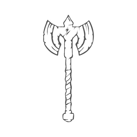 Hand Drawn Battle Axe isolated on white background vector illustrationのイラスト素材