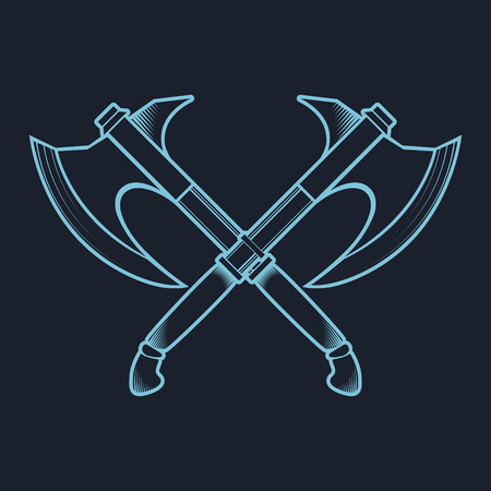 Crossed Battle Axes isolated on white background vector illustrationのイラスト素材