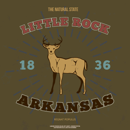 Little Rock, Arkansas. t-shirt graphic. Vector illustrationのイラスト素材