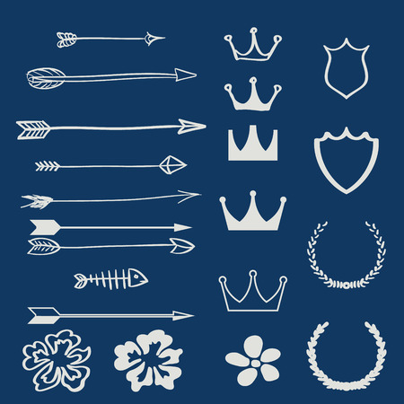 Vector set of design elements and page decor illustrationのイラスト素材