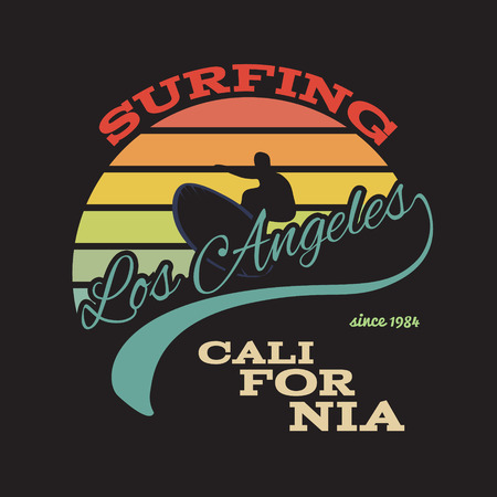 California surf illustration, vectors, t-shirt graphics illustrationのイラスト素材