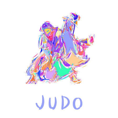 Hand Drawn Judo Throw Isolated Vector Illustrationのイラスト素材