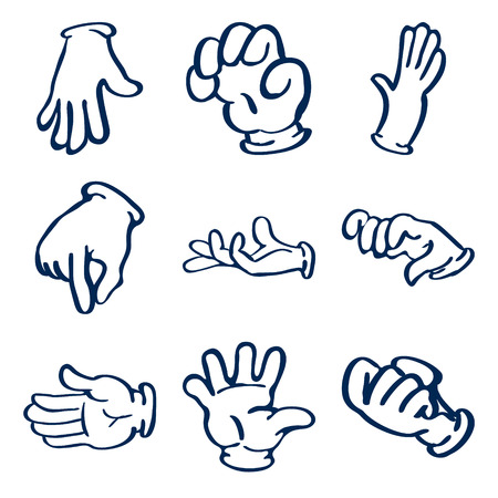 Cartoon gloved hands. Vector clip art illustrationのイラスト素材