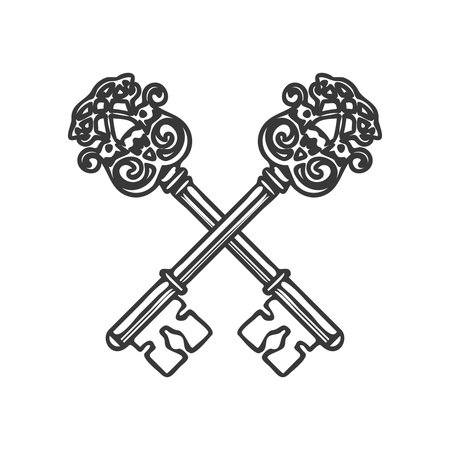 Crossed Keys isolated on white background vector illustrationのイラスト素材