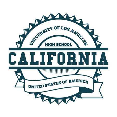 College California Badge and Label. Design Element, t-shirt graphics, vectors, t-shirt graphics, vector illustrationのイラスト素材