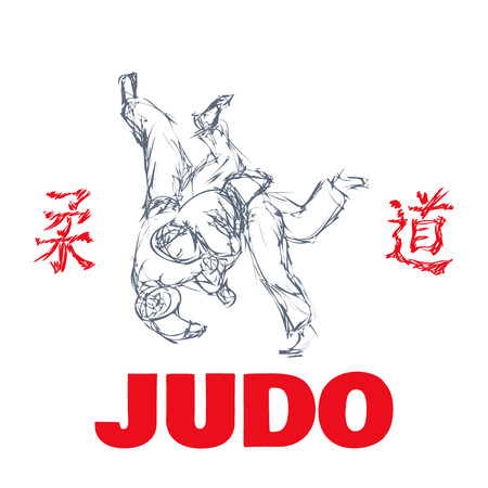 Judo sport t-shirt graphic print vector illustrationのイラスト素材