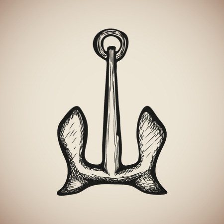 Vintage Marine Anchor isolated engrave. Vector illustrationのイラスト素材