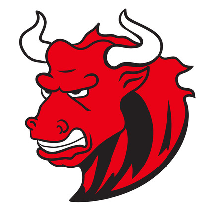 Angry wild bull in cartoon design for mascot or equestrian sports design vectorのイラスト素材