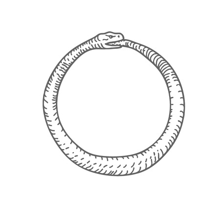 Abstract hand Drawn Snake Eating Tail Vector Illustrationのイラスト素材