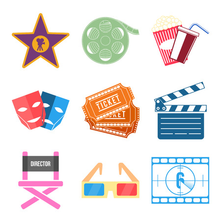 Set of Movie Icons Flat design Vector Illustrationのイラスト素材