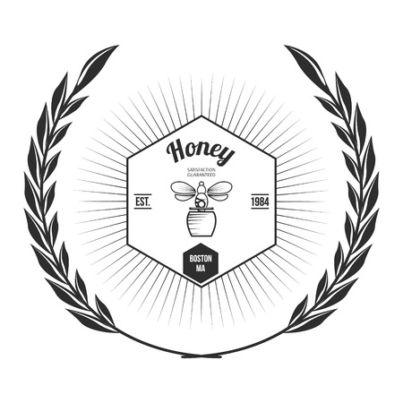 Vintage frame with Honey label template Vector Illustrationのイラスト素材
