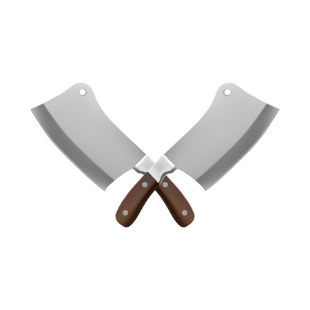 Crossed Meat Knife Isolated on White Background Vector illustrationのイラスト素材