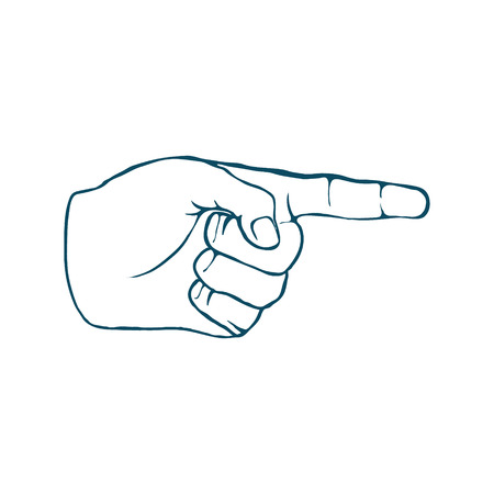 Human Hand Index Finger Hand Drawn Vector illustrationのイラスト素材