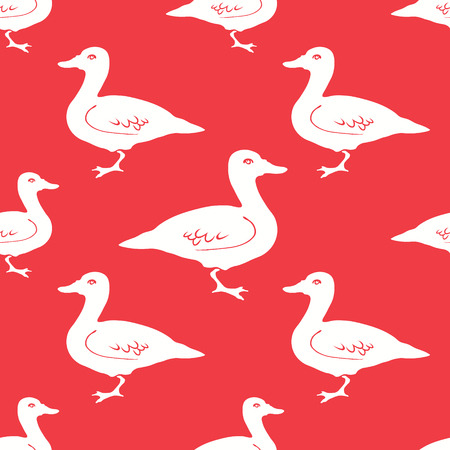 Hand Drawn Duck silhouette seamless pattern.の写真素材