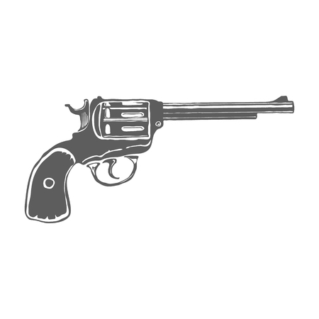 Revolver Gun isolated on white background. Vector illustrationのイラスト素材