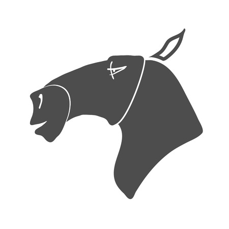Cartoon Horse Head Silhouette. Vector illustrationのイラスト素材