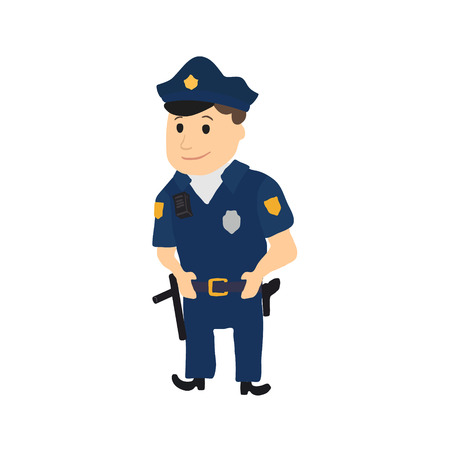 Cartoon policeman character on white background. Vector illustrationのイラスト素材