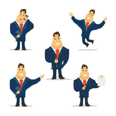 Businessman Cartoon Character in Blue Suit. Vector Illustrationのイラスト素材