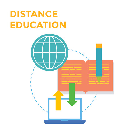 Distance Education Flat design icon. Vector illustrationのイラスト素材