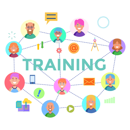 Concepts of word training. Flat design banner for website and mobile website, easy to use and highly customizable.のイラスト素材