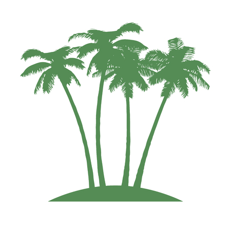 Island with Palms on White Background. Vector illustrationのイラスト素材